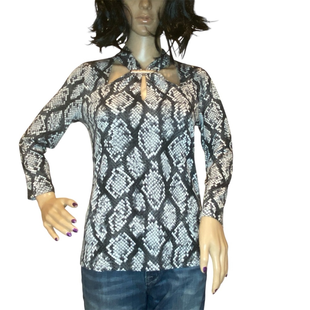 MICHAEL Michael Kors Snake Skin Reptile Print Blouse with Cut-outs Size XS NWT
